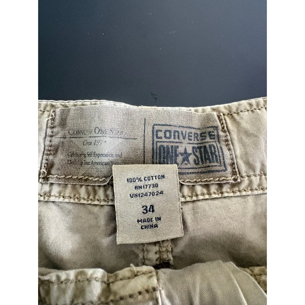 Converse One Star Mens Khaki Tan Cargo Utility Shorts Size 34 Cotton Casual